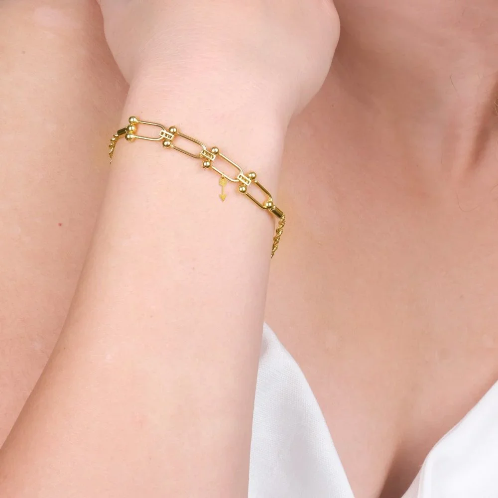 Solid 14k Gold Mini Arrow Charm for Bracelet - Symbolic Jewelry Gifts